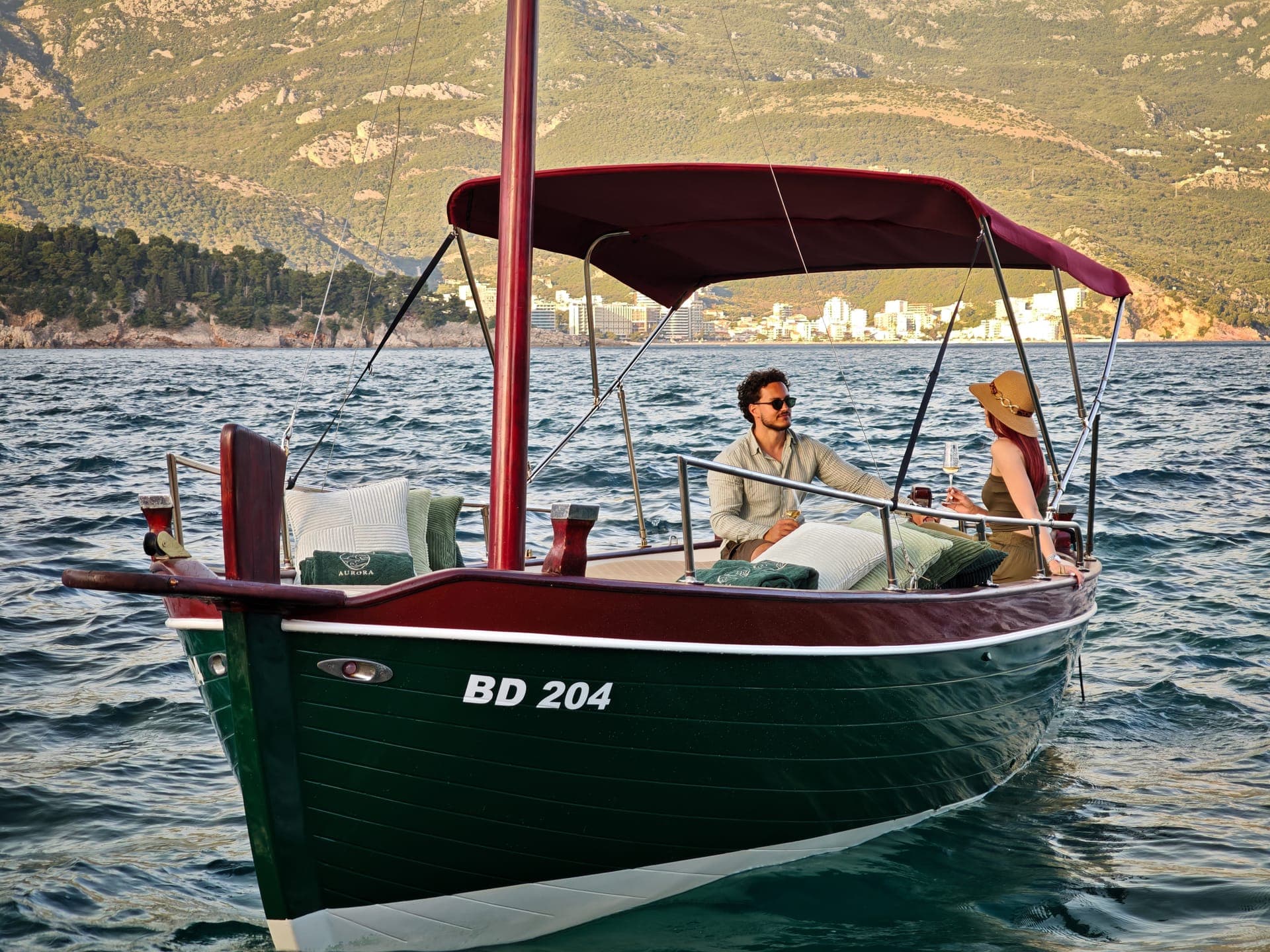 Aurora (BD 204), our boat, on the sea near Budva
